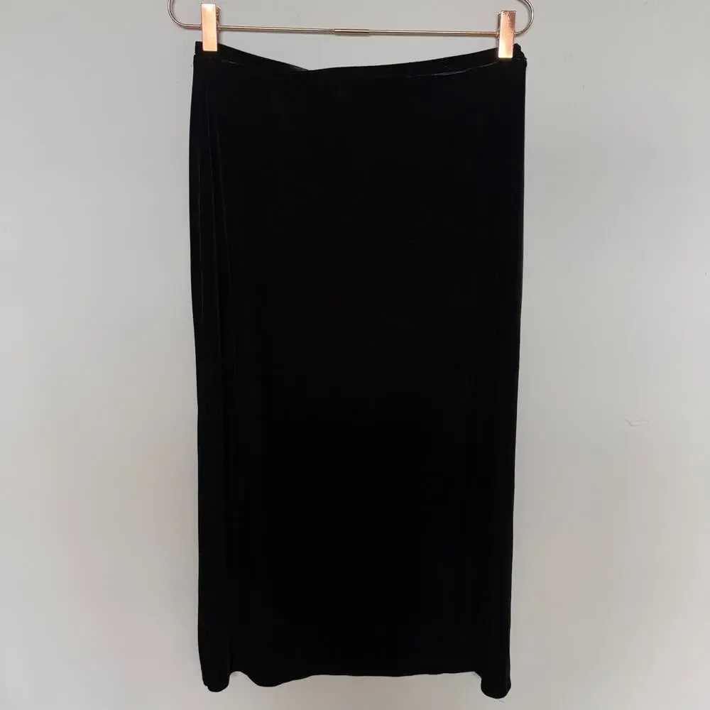 Womens Skirt Large Black Slit Maxi Velvet Whimsigoth Fairy Grunge Fall Vamp